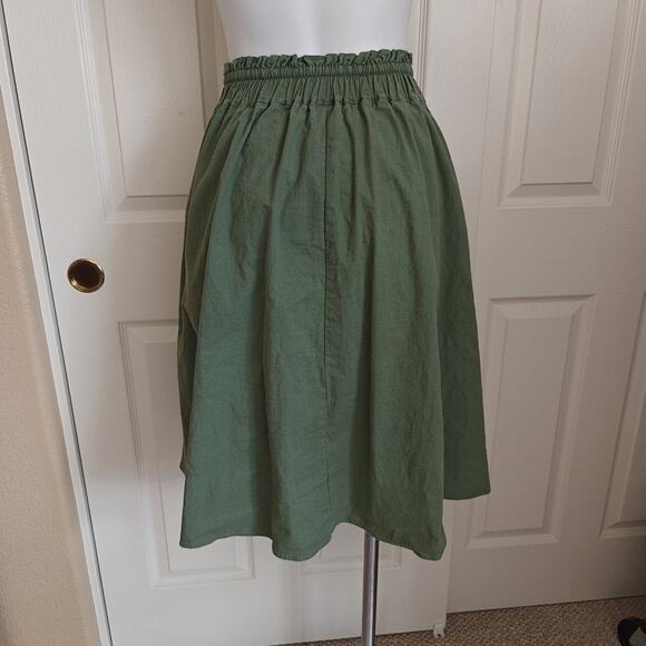 Kancy Kole sage green A-line midi skirt with pockets sz S - Picture 8 of 13